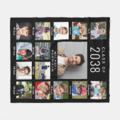 Graduation Through The Years Photo Collage Black Fleece Deken (Voorkant (Horizontaal))