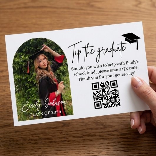 Graduation Tip Card QR Code Money Gift Informatiekaartje