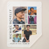 Graduation White Trendy 6 Photo Collage Sherpa Deken (Voorkant)