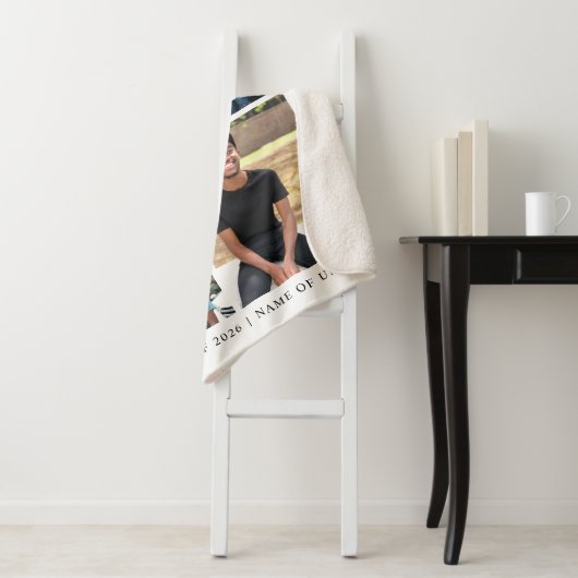 Graduation White Trendy 6 Photo Collage Sherpa Deken (In situ)