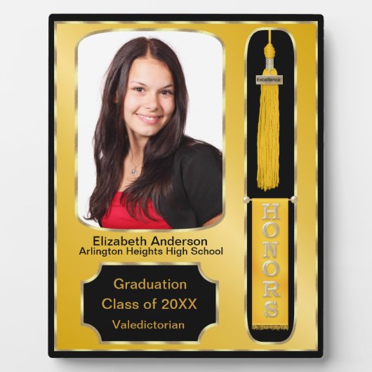 Graduation With Honors Photo Plaque Gold Fotoplaat (Voorkant)