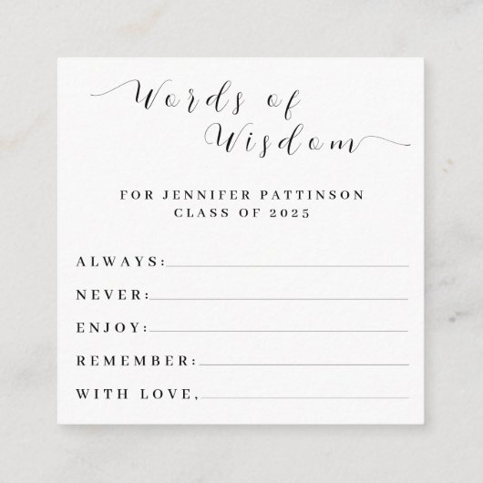 Graduation Words of Wisdom for Graduate Informatiekaartje (Achterkant)