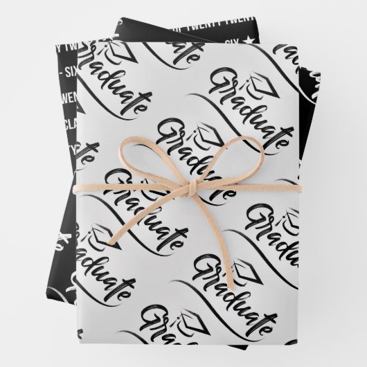 Graduation Wrapping Paper Set – Script “Graduate” (In situ)