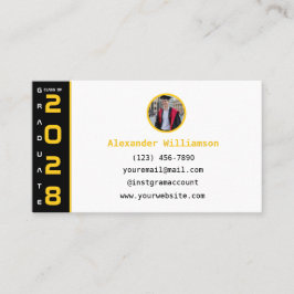 Graduation Yellow Black QR Code Modern Graduation Contactkaartje