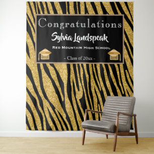 Gradueer achtergrond goud zebra strepen wandkleed