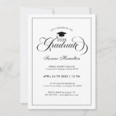 Gradueer Elegante Zwarte Witte Script Typografie Kaart (Voorkant)