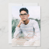 Gradueer Folie Roze Goud Elegant Script Grad Feest Kaart (Voorkant)