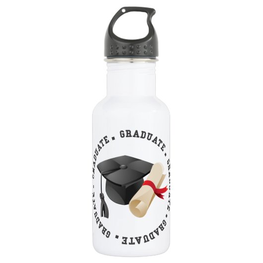 Gradueerhoed en diploma waterfles (Voorkant)
