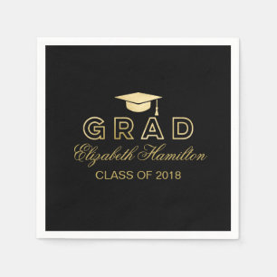 Gradueerhoed Goud & Zwart Elegante Afstudeerfeest Servet