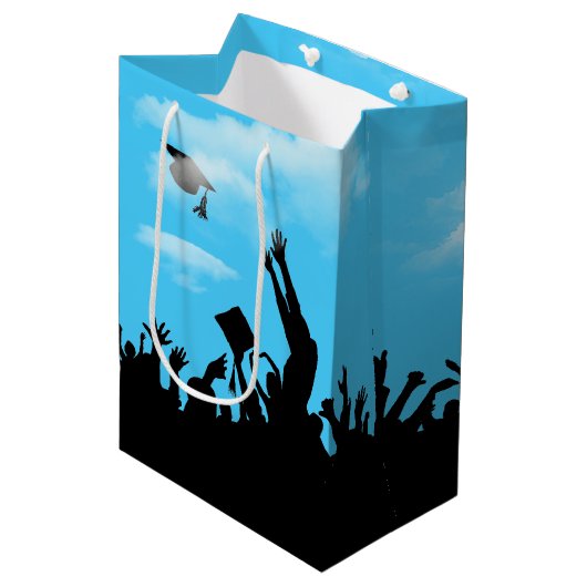 Gradueerling silhouet met lucht medium cadeauzakje (Voorkant Gekanteld)