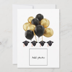 Gradukappen Kaart zwarte goudballonnen