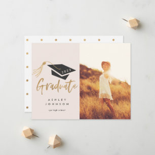 Gradukzak en Tassel Gold Foil Foto kondigt aan Aankondiging