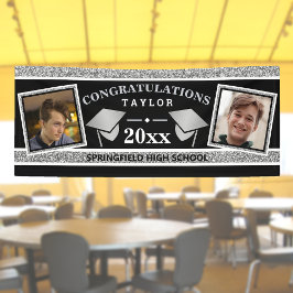 Gradup Cap Silver en Black Gefeliciteerd Spandoek