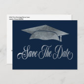 Gradupafkap grijze zilver, behalve de datum aankondigingskaart (Voorkant / Achterkant)