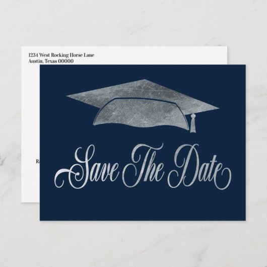 Gradupafkap grijze zilver, behalve de datum aankondigingskaart (Voorkant / Achterkant)