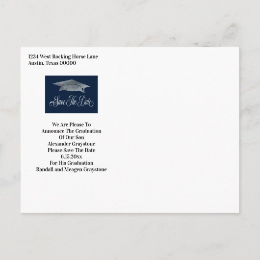 Gradupafkap grijze zilver, behalve de datum aankondigingskaart (Achterkant)