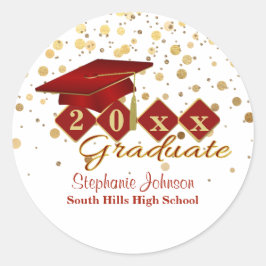 Gradupafkap Red Gold Confetti, op maat gemaakt Ronde Sticker