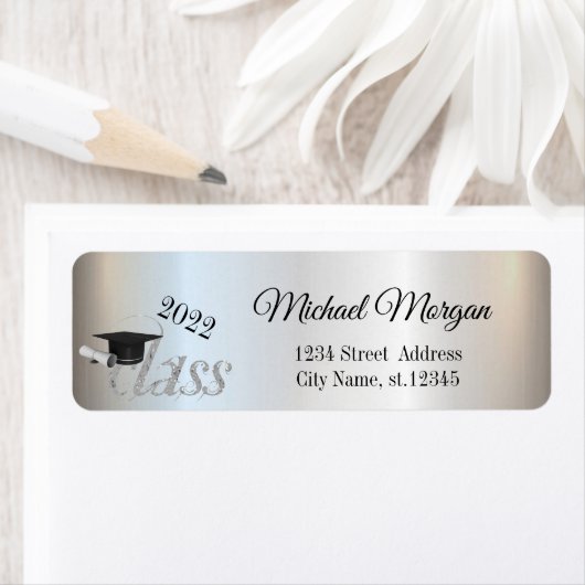 Gradupafkap Silver Return Address Label (Insitu)