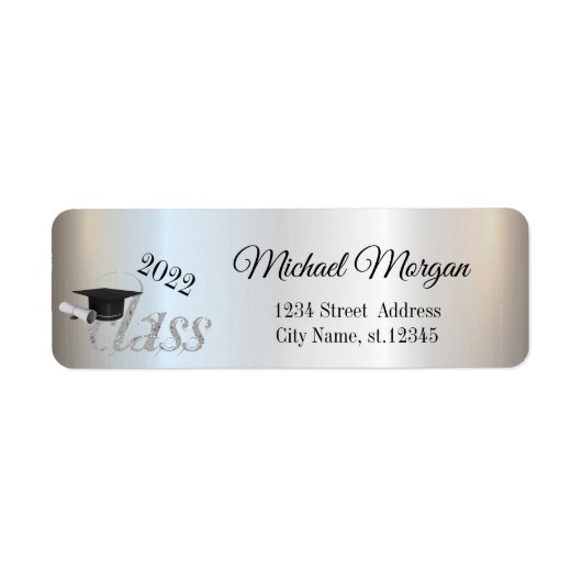 Gradupafkap Silver Return Address Label (Voorkant)