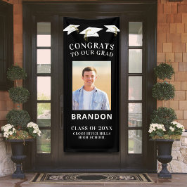 Gradupafkap Toss CONGRATS AFSTUDEERDER Foto zwart Spandoek