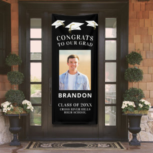 Gradupafkap Toss CONGRATS AFSTUDEERDER Foto zwart Spandoek