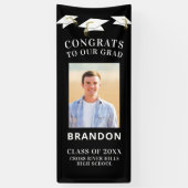 Gradupafkap Toss CONGRATS AFSTUDEERDER Foto zwart Spandoek (Verticaal)