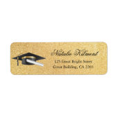 Gradupafkap zwart & Gold Script Return-adres Etiket (Voorkant)