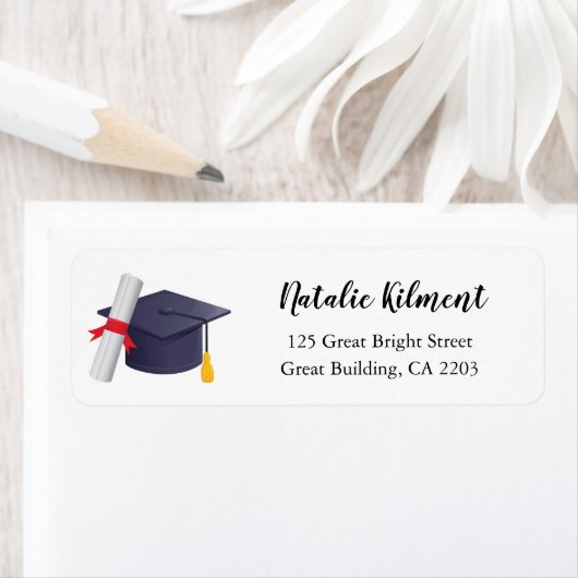 Gradupafkap zwart Script Return Address Label (Insitu)