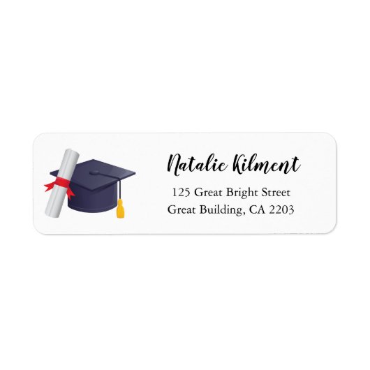 Gradupafkap zwart Script Return Address Label (Voorkant)