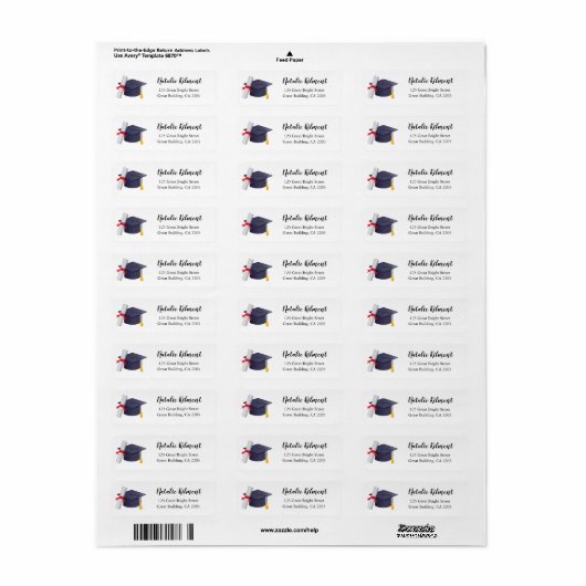 Gradupafkap zwart Script Return Address Label (Full Sheet)