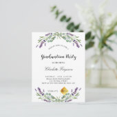 Gradupartiële lavendel eucalyptusfloralen uitnodiging briefkaart (Staand voorkant)