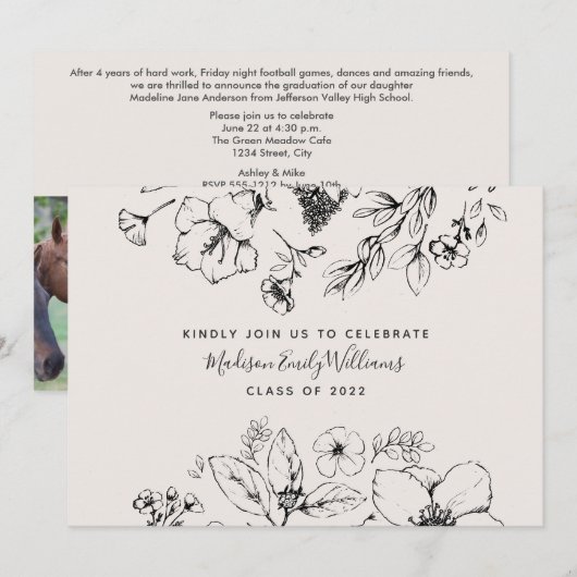 GraduPartij 3 Botanisch script foto Kaart (Voorkant / Achterkant)