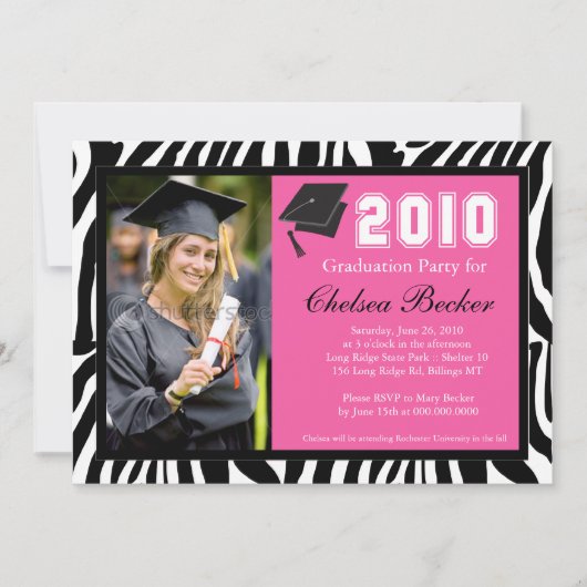 GraduPartij 5x7 Zebra Stripe Foto Kaart (Voorkant)
