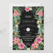 GraduPartij ananassen en Tropische Bloemen Kaart (Voorkant)