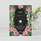 GraduPartij ananassen en Tropische Bloemen Kaart (Staand voorkant)