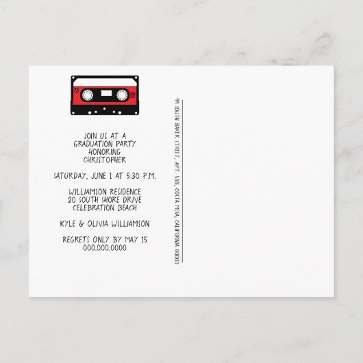 GraduPartij bewaart de datum Retro tape Aankondigingskaart (Achterkant)