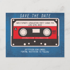 GraduPartij bewaart de datum Retro Tape Song Aankondigingskaart