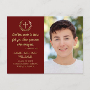 GraduPartij Bijbel Verse Foto Maroon Gold Briefkaart