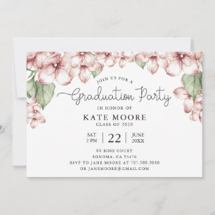 GraduPartij Blush Pink Floral Botanisch Kaart
