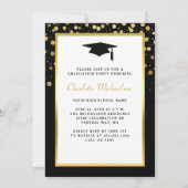 GraduPartij Elegant Black Foto Gold Confetti Kaart (Achterkant)