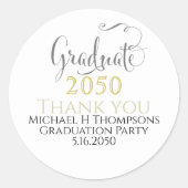 GraduPartij Elegant Gold Black Modern Script Ronde Sticker (Voorkant)
