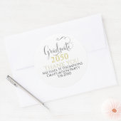 GraduPartij Elegant Gold Black Modern Script Ronde Sticker (Envelop)