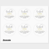GraduPartij Elegant Gold Black Modern Script Ronde Sticker (Vel)