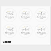 GraduPartij Elegant Gold Black Modern Script Ronde Sticker (Vel)