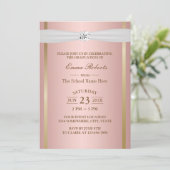 GraduPartij Elegant Roos Gold Ivory Ribbon Kaart (Staand voorkant)