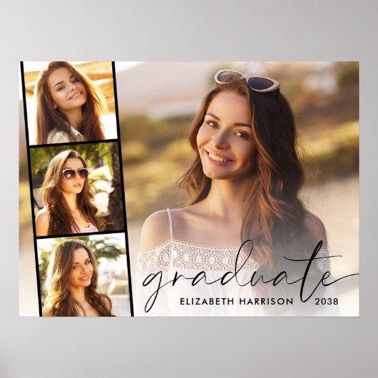 GraduPartij Elegant Script 4 Foto Poster (Voorkant)