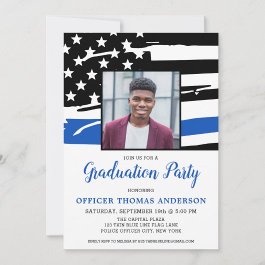 GraduPartij foto blauwe vlag politieagent Kaart (Voorkant)