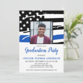 GraduPartij foto blauwe vlag politieagent Kaart (Staand voorkant)