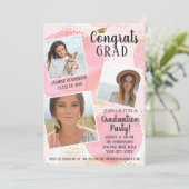 GraduPartij Foto Collage Blush Pink Gold Dot Kaart (Staand voorkant)