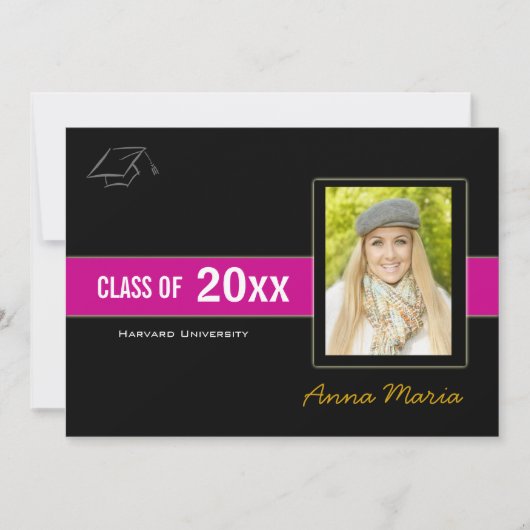 GraduPartij Fotoroze uitnodiging (Voorkant)